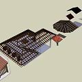 Wooden Roof Frame Structure With Various Tile Designs And Architectural Components 3d model