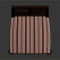 Accent Chair with Dark Brown Wooden Frame Geometric Backrest and Striped Cushion Carved Legs