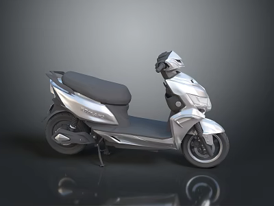 Modern Silver Scooter With Black Seat And Aerodynamic Sleek Body Design 3d model
