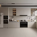 Modern Kitchen Interior Design With White Cabinets Appliances And Window Countertop 3d model