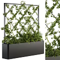 Decorative Ornament Set With Green Vines Lattice Structure And Planter Box