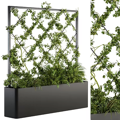 Decorative Ornament Set With Green Vines Lattice Structure And Planter Box 3d model