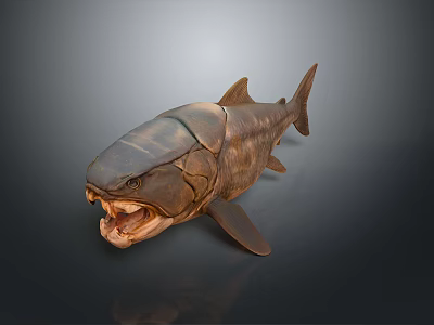Aquatic Animal Predatory Fish With Open Mouth Sharp Teeth Brown Skin And Fins 3d model