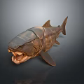 Aquatic Animal Predatory Fish With Open Mouth Sharp Teeth Brown Skin And Fins