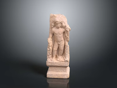 Carved Stone Sculpture Of Standing Human Figure With Square Pedestal And Detailed Design 3d model