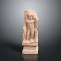 Carved Stone Sculpture Of Standing Human Figure With Square Pedestal And Detailed Design