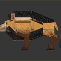 Pixel Art 3D Model of Orange Boar Like Creature With Black Mane