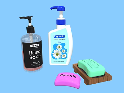 Daily Washing Essentials Featuring Hand Soap Liquid Soap Bar Soap And Soap Dish 3d model