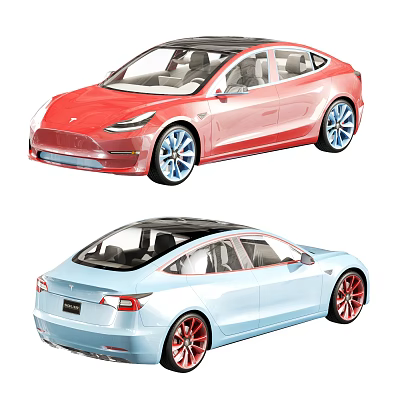Tesla cars Hyundai cars 3d model