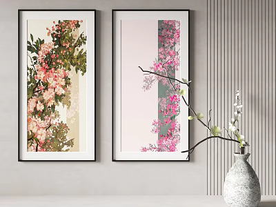Decorative Botanical Paintings For Interior Wall Art With Floral Designs And Artistic Style 3d model