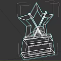 Hockey Championship Trophy With Star Shaped Top And Hockey Sticks Puck Logo On Base