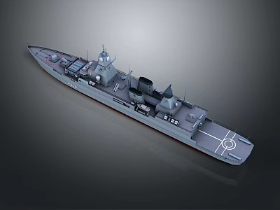 Advanced Modern Naval Warship With Deck Radar Weapon Systems And Equipment 3d model