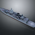 Advanced Modern Naval Warship With Deck Radar Weapon Systems And Equipment
