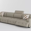 Casual Gray Sofa Set With Multiple Seats And Striped Decorative Pillows 3d model