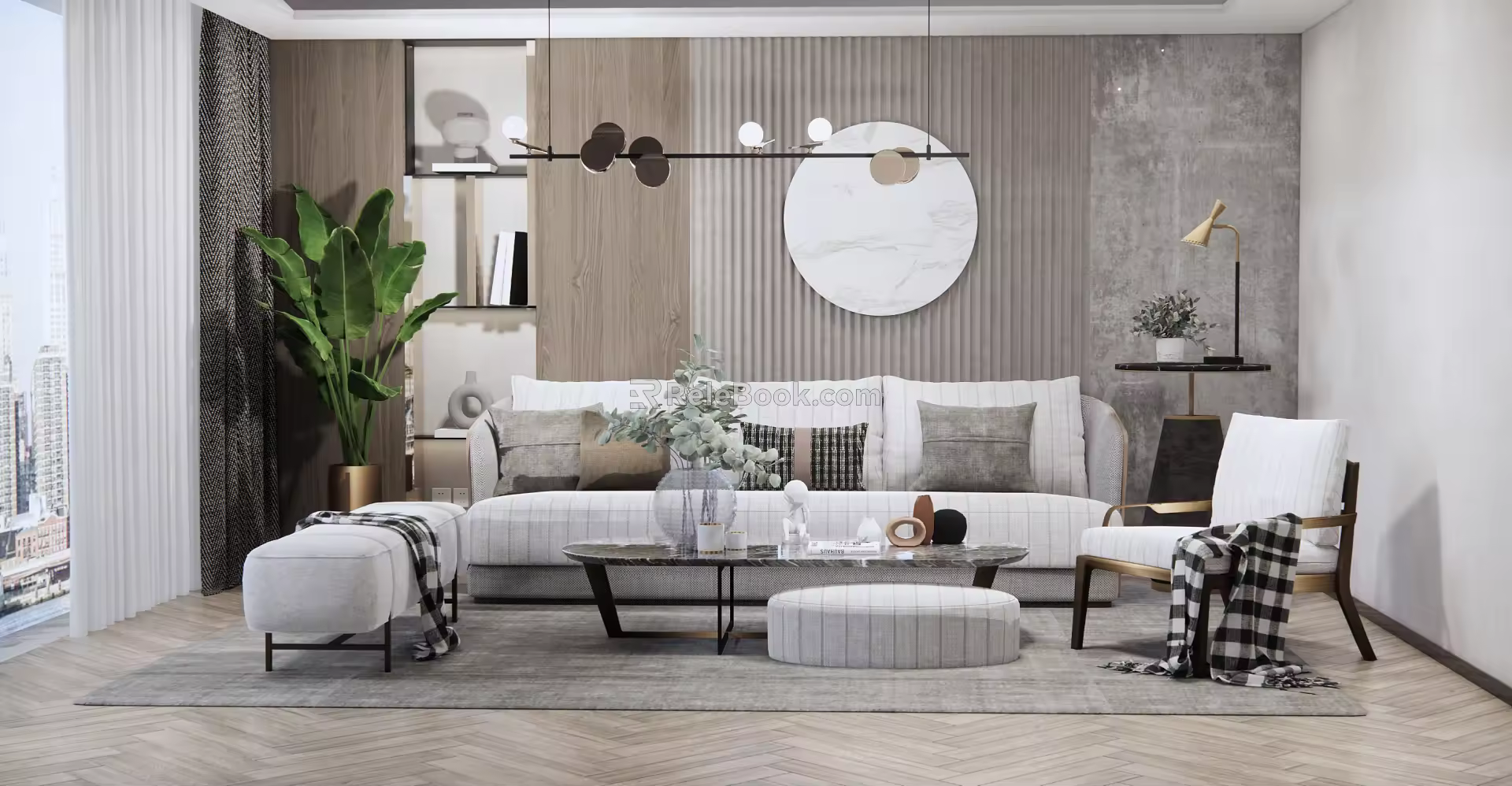 Modern sofa coffee table combination 3d model