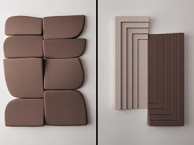 Modern Geometric Wall Decor With Brown And Gray Textured Panels Design 3d model
