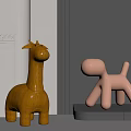 Cute Designer Children's Chairs with Giraffe and Balloon Dog Shapes in Brown and Pink