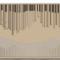 Modern Elegant Wooden Partition with Vertical Slats and Wavy Decorative Design