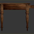 Classic Solid Wood Table With Drawers And Turned Legs Natural Grain Design 3d model