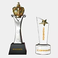 Trophies and Medals Featuring Golden Crown Silver Base Gold Star for Monthly Sales Elite Team