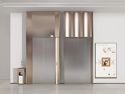 Modern Metallic Elevator With Polished Panels And Digital Display Features 3d model