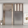 Modern Metallic Elevator With Polished Panels And Digital Display Features 3d model
