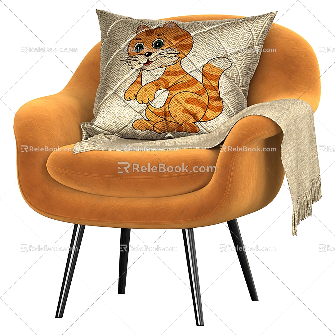 Leisure Chair Single Chair Pillow 3d model