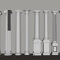 Elegant White Classical Roman Columns With Various Designs For Interior Decoration 3d model