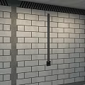Construction Site Wall Structure Featuring Gray Bricks And Black Striped Sections 3d model