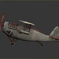 Vintage Biplane Airplane With Red Propeller And White Wing Details In Classic Style