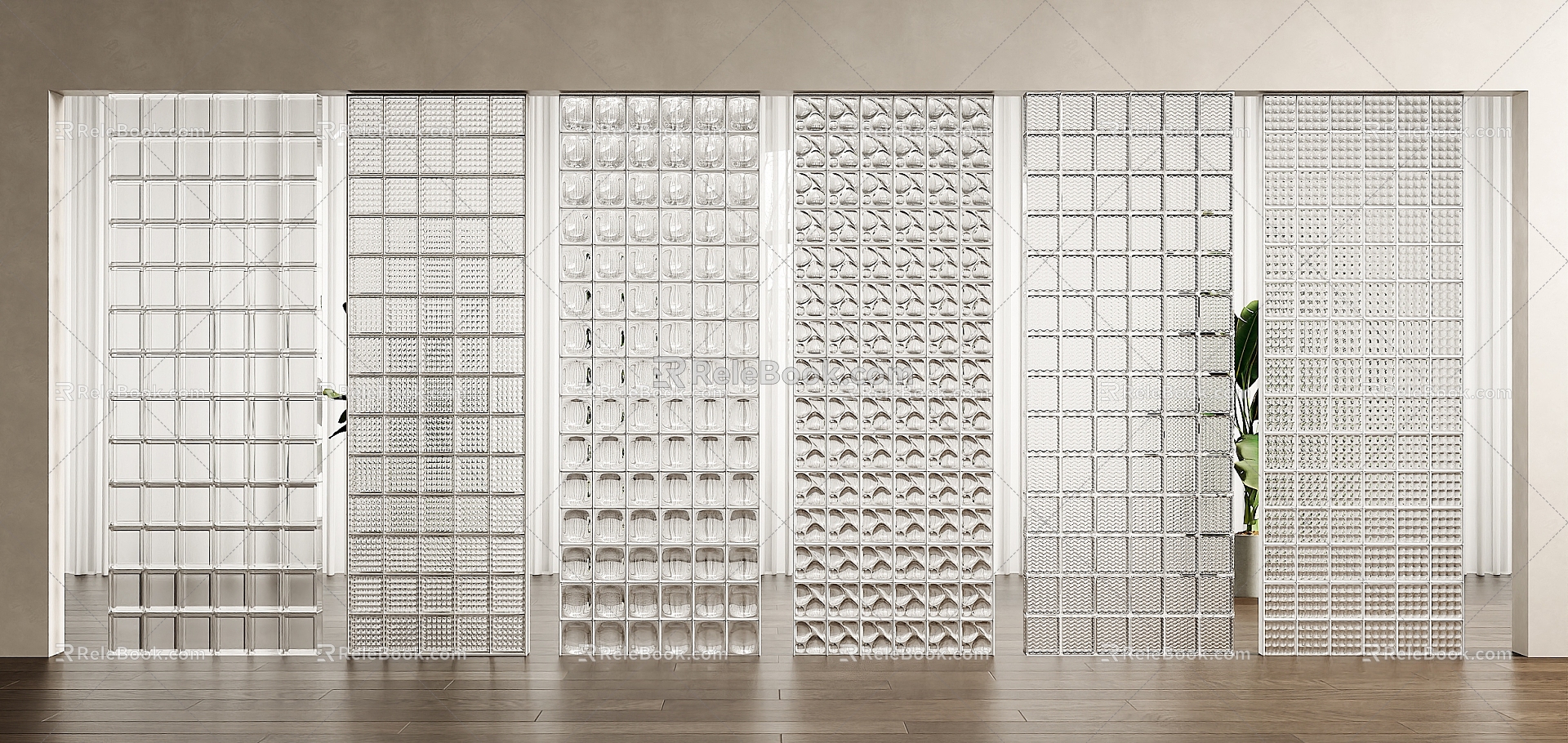 Modern glass brick partition glass brick partition wall glass partition glass brick carved glass brick 3d model