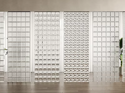 Modern Decorative Room Dividers For Interior Space With Transparent Glass And Various Patterns 3d model