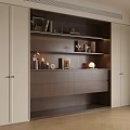 Modern Wooden Sideboard Interior Design With Drawers Shelves Decorative Items And Lamps