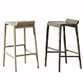 Modern Bar Stools With Rattan Seats Wooden Frames Backrest And Light Dark Color Tones