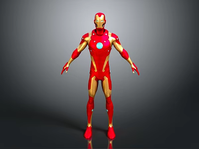 Iron Man Character in Red and Gold Armor Full Body Standing Pose 3d model