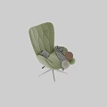 Green Velvet Diamond Tufted Office Chair With Plaid Blanket And Metal Swivel Base