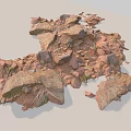 Red Rocks With Various Sizes Shapes And Green Moss Natural Formation