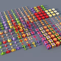Colorful Decorative Ornament Set With Various Shapes Including Round Square Gift Box Neatly Arranged