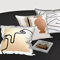 Decorative Pillows with Abstract Lines Vase Pattern Beige White on Black Sofa and Home Magazine