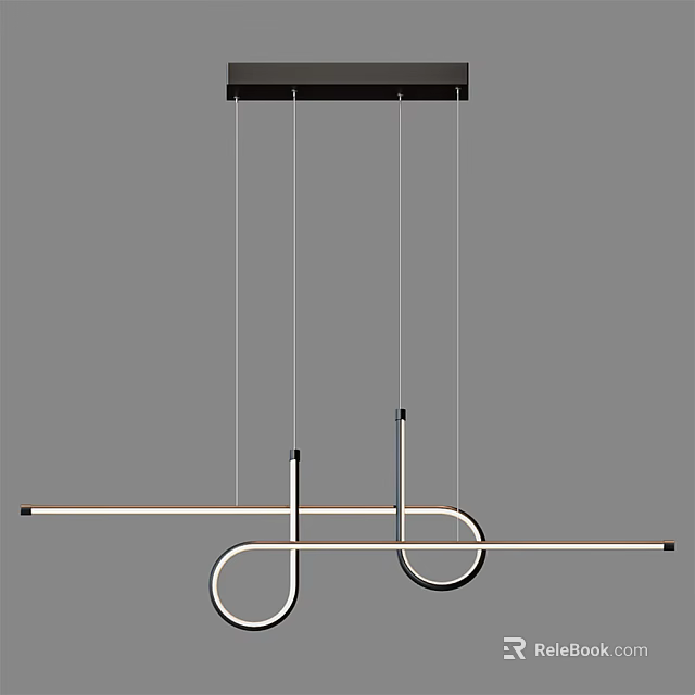 Elegant Modern Hanging Chandelier With Curved Metal Bars And Minimalist Design 3d model 