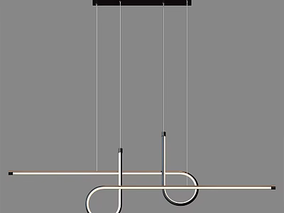 Elegant Modern Hanging Chandelier With Curved Metal Bars And Minimalist Design 3d model