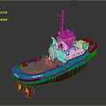 Blue and Red Tugboat With White Superstructure Antenna and Deck Gear