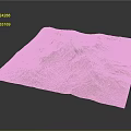 3D Terrain Model With Green Grass Covered Mountain And White Peak
