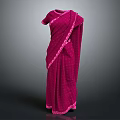 Traditional Fuchsia Sari With Decorative Pink Border And Elegant Drape