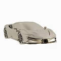 Silver Metallic Sports Car Model Decorative Ornament Figurine Set for Home Decor