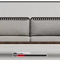 Modern Two Seater Sofa With Linen Cushions Metal Frame And Woven Armrest Details