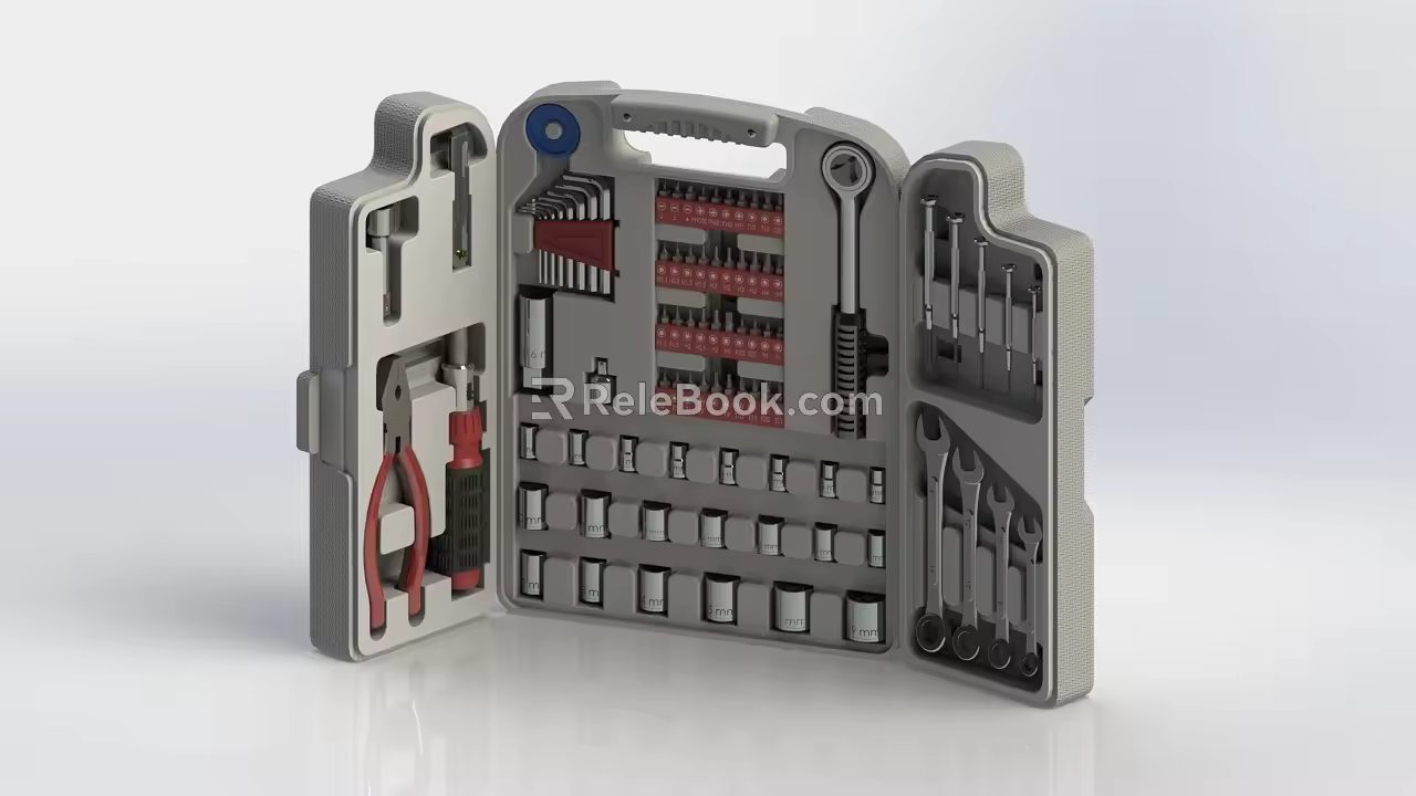 Toolbox Ratchet Wrench Hexagon Pliers Screwdriver Socket Wrench Nut Screwdriver Wrench Hexagon Wrench Toolbox 3d model