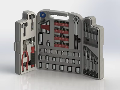 Toolbox Ratchet Wrench Hexagon Pliers Screwdriver Socket Wrench Nut Screwdriver Wrench Hexagon Wrench Toolbox 3d model