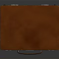 Brown Leather Suitcase With Metal Locks Handle On Black Reflective Surface 3d model