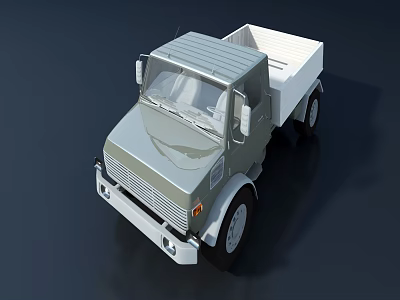 Green Cargo Truck With Open Bed Metal Roof And Front Headlights 3d model